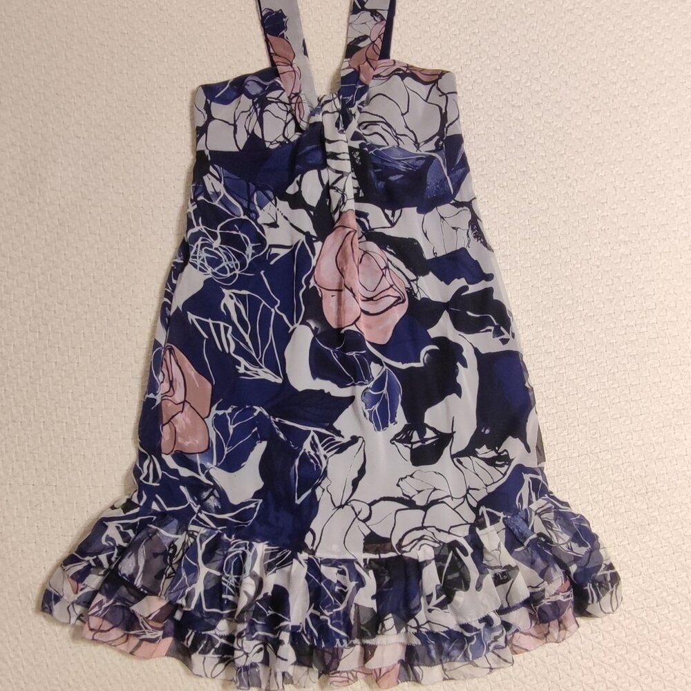 Diane Von Furstenberg Halter Neck Floral Silk Dress Size 2